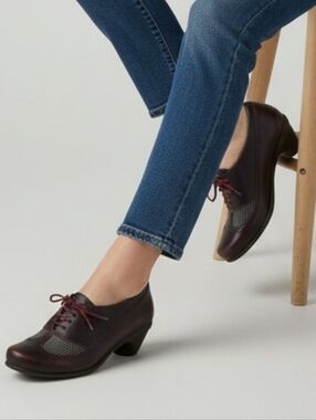 NAOT Burgundy Leather Heeled Loafers